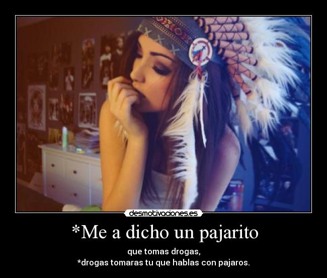 *Me a dicho un pajarito - que tomas drogas,
*drogas tomaras tu que hablas con pajaros.