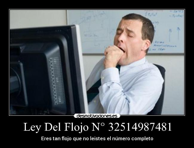 Ley Del Flojo N° 32514987481 - Eres tan flojo que no leistes el número completo