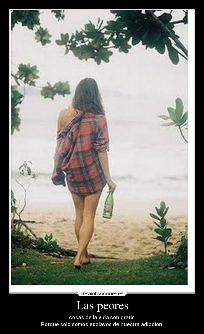 Las peores - cosas de la vida son gratis.
Porque solo somos esclavos de nuestra adicción.
