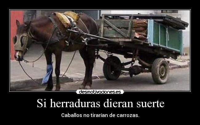 Si herraduras dieran suerte - Caballos no tirarían de carrozas.