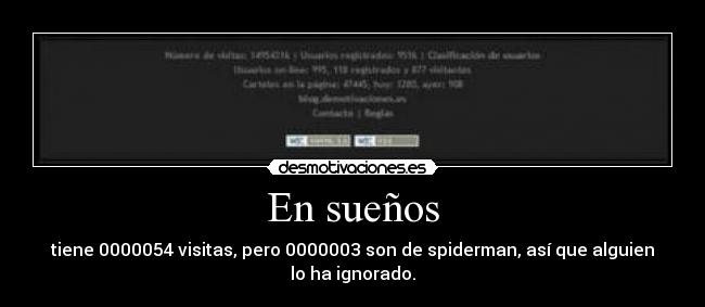 En sueños - tiene 0000054 visitas, pero 0000003 son de spiderman, así que alguien lo ha ignorado.