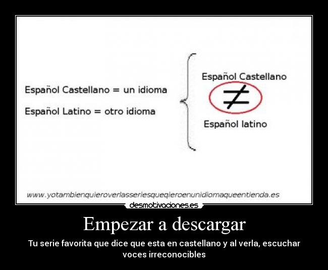 Empezar a descargar - Tu serie favorita que dice que esta en castellano y al verla, escuchar
voces irreconocibles