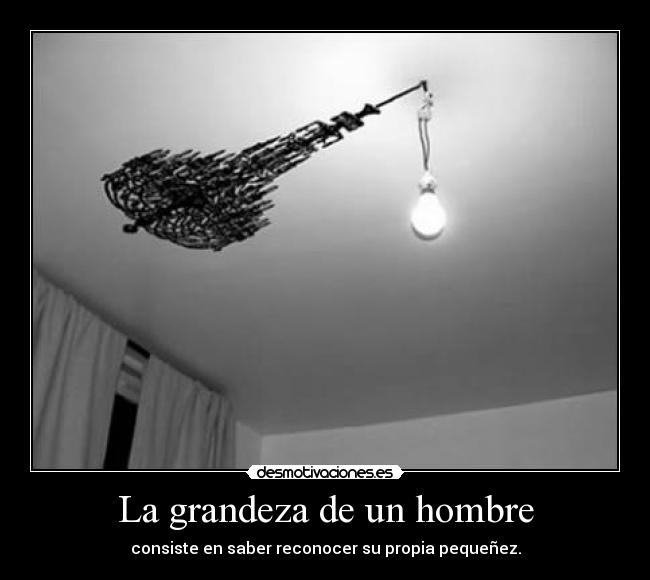 La grandeza de un hombre - consiste en saber reconocer su propia pequeñez.