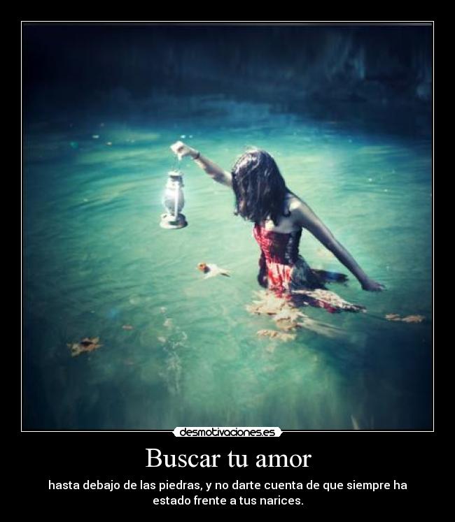 Buscar tu amor - hasta debajo de las piedras, y no darte cuenta de que siempre ha
estado frente a tus narices.