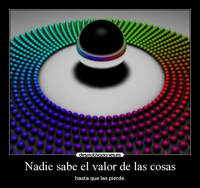 Nadie sabe el valor de las cosas - hasta que las pierde.