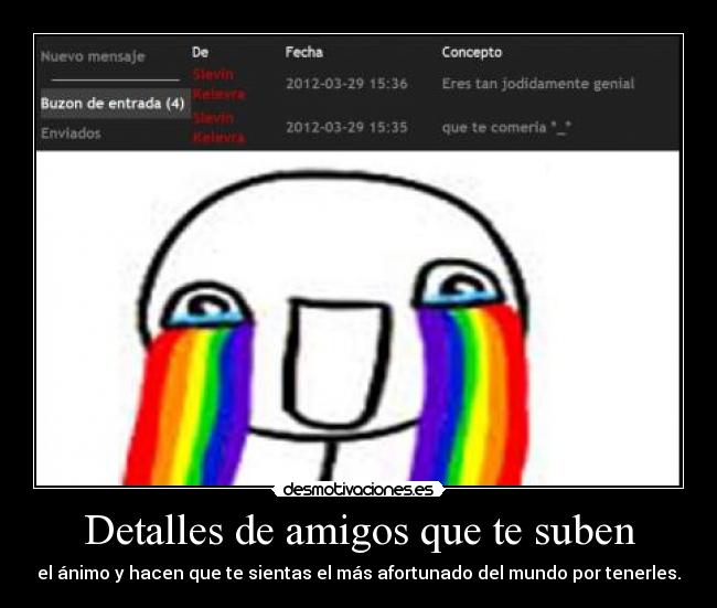 Detalles de amigos que te suben - el ánimo y hacen que te sientas el más afortunado del mundo por tenerles.