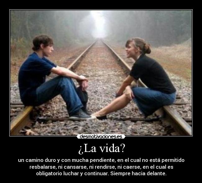 ¿La vida? - un camino duro y con mucha pendiente, en el cual no está permitido
resbalarse, ni cansarse, ni rendirse, ni caerse, en el cual es
obligatorio luchar y continuar. Siempre hacia delante.