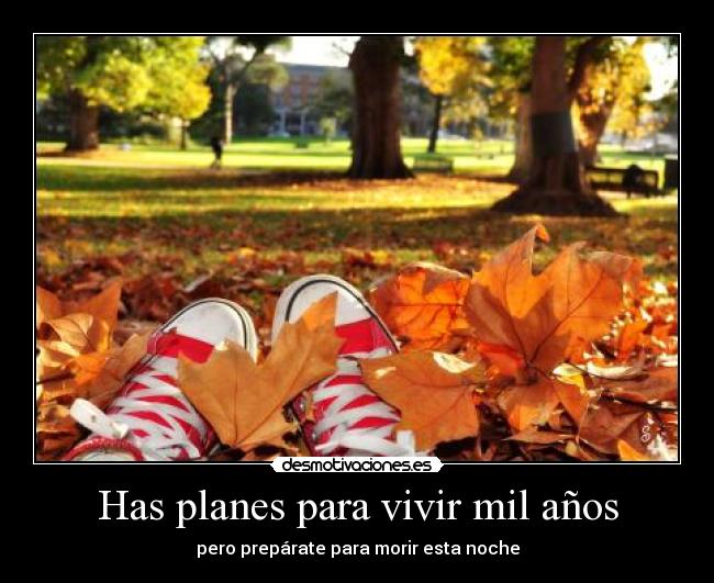 Has planes para vivir mil años - pero prepárate para morir esta noche