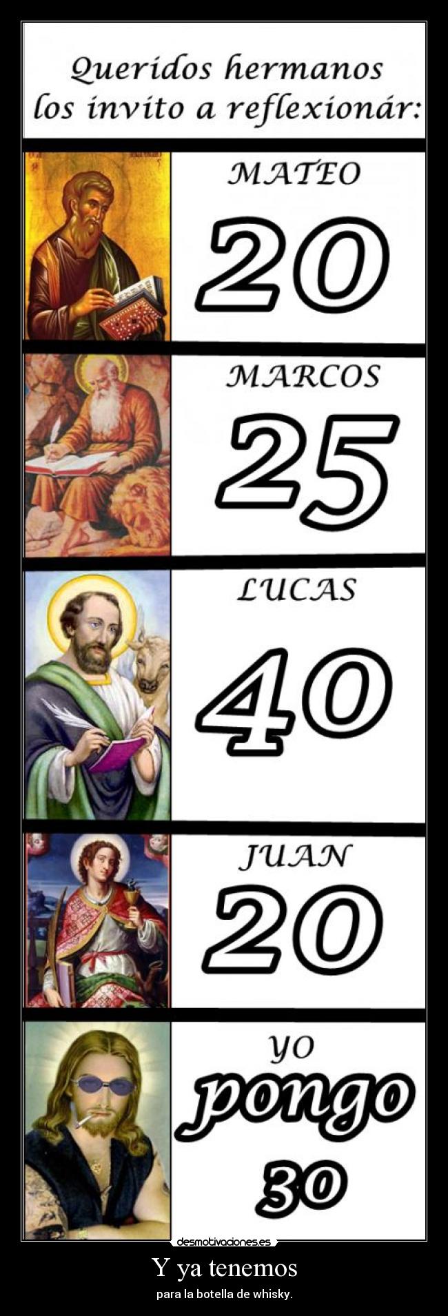 Y ya tenemos - para la botella de whisky.