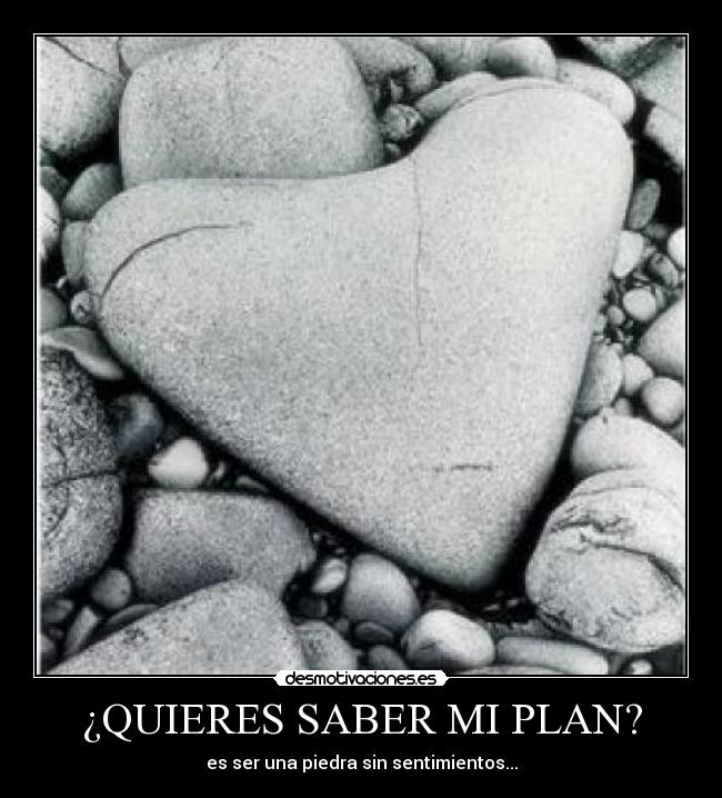 ¿QUIERES SABER MI PLAN? - es ser una piedra sin sentimientos...