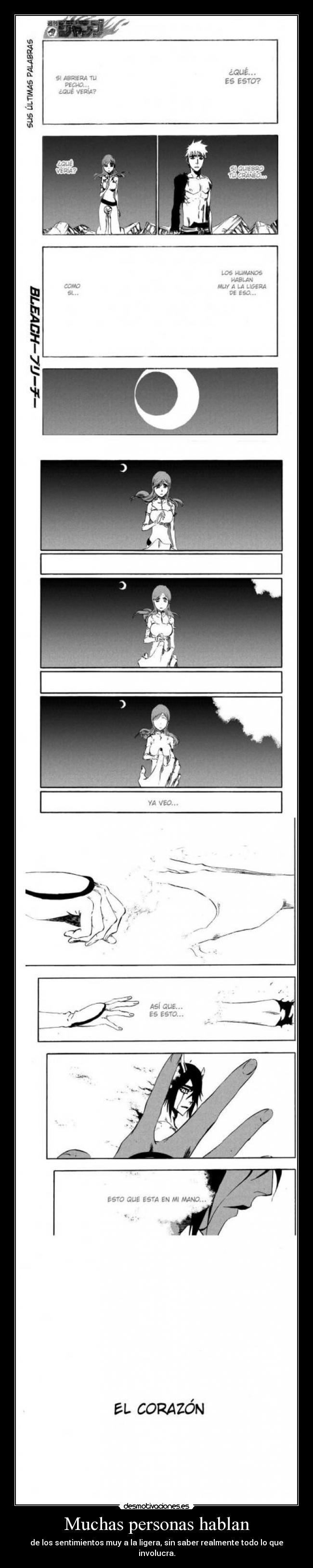 carteles ulquiorra cuneta que corazon esta con inoue desmotivaciones