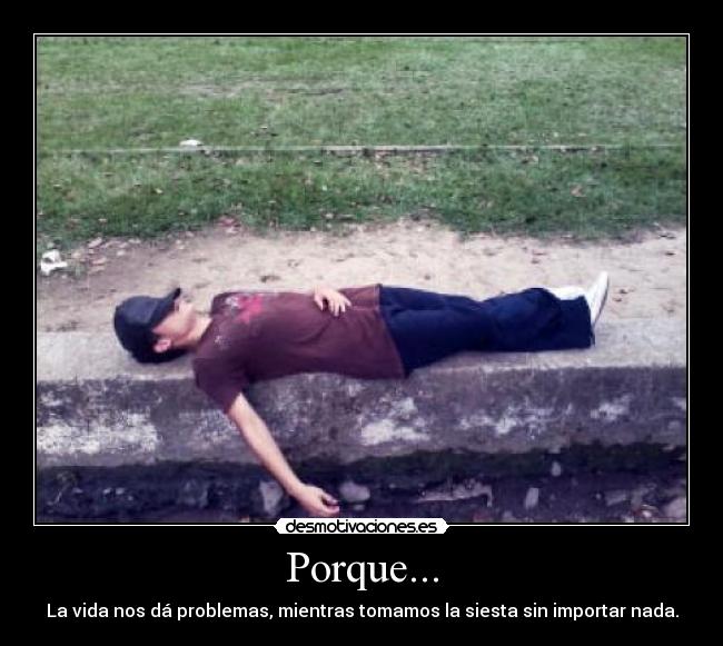 Porque... - La vida nos dá problemas, mientras tomamos la siesta sin importar nada.