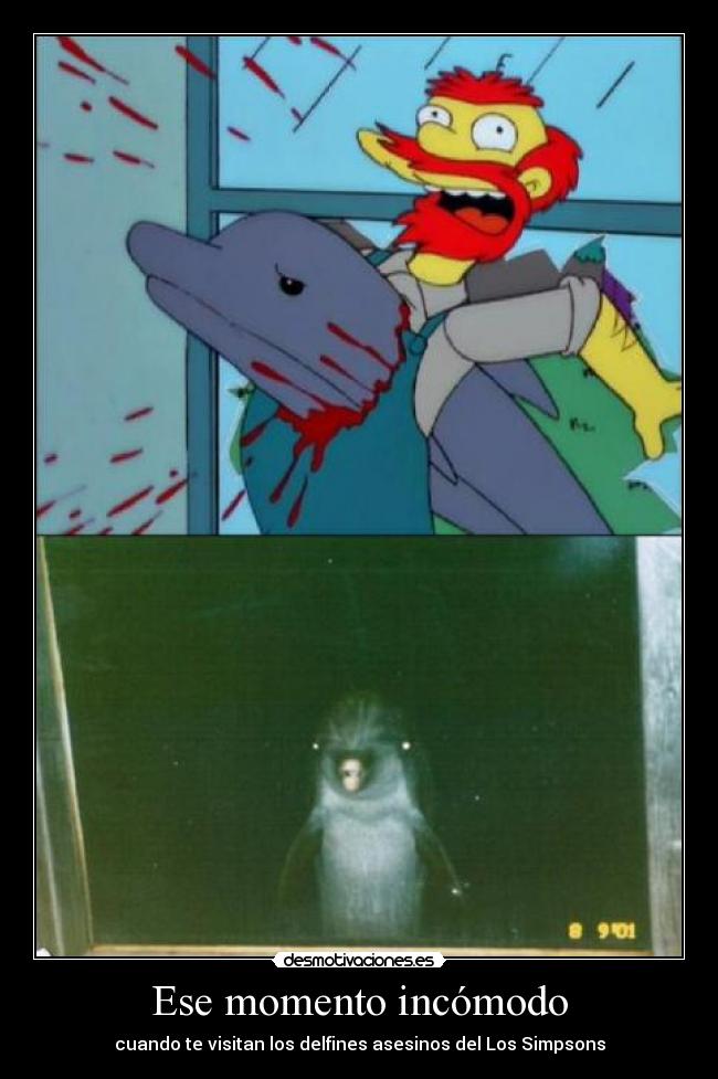 Ese momento incómodo - cuando te visitan los delfines asesinos del Los Simpsons