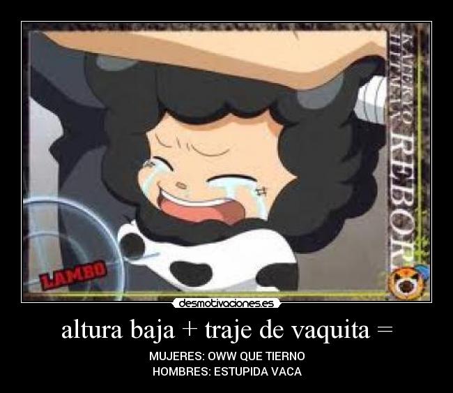 altura baja + traje de vaquita = -