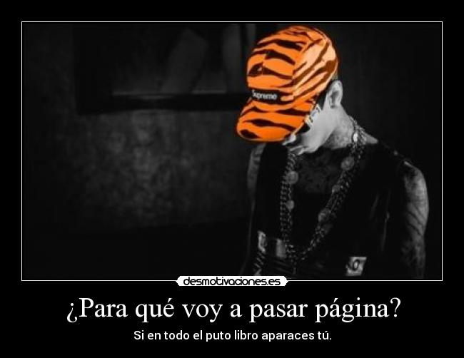 ¿Para qué voy a pasar página? - Si en todo el puto libro aparaces tú.