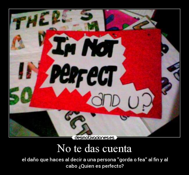 No te das cuenta - el daño que haces al decir a una persona gorda o fea al fin y al
cabo ¿Quien es perfecto?