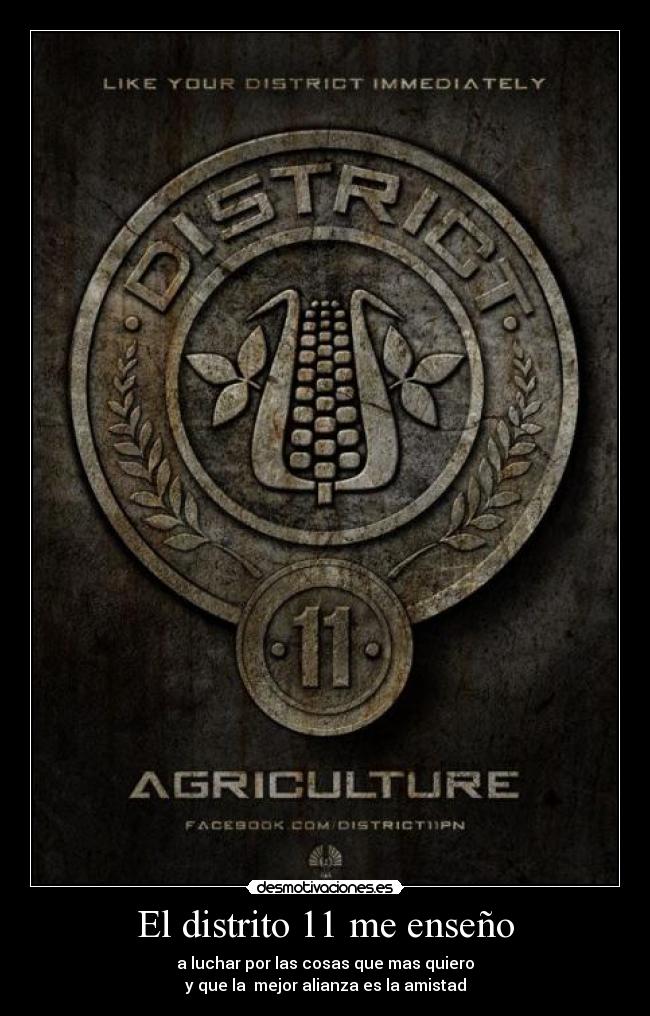 El distrito 11 me enseño - a luchar por las cosas que mas quiero
y que la mejor alianza es la amistad
