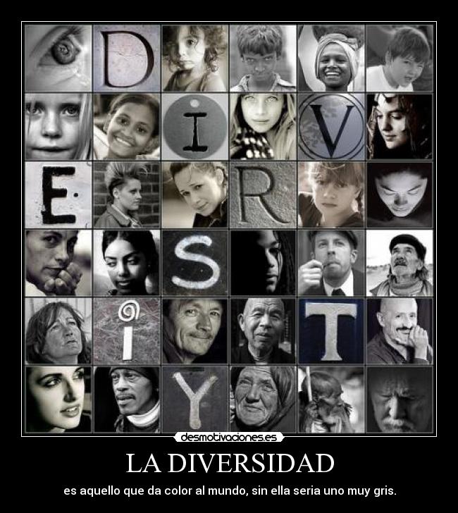 LA DIVERSIDAD - es aquello que da color al mundo, sin ella seria uno muy gris.