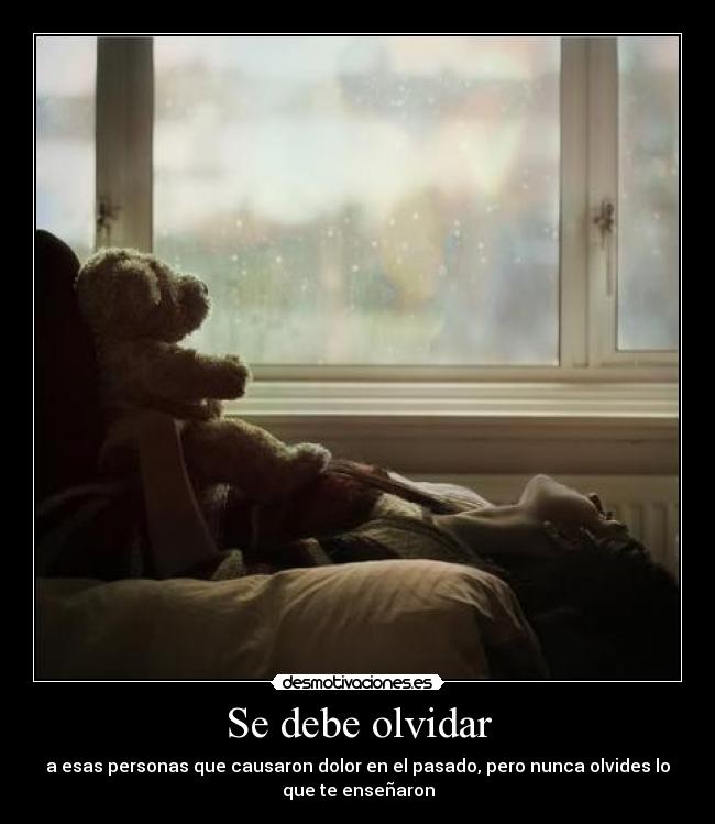 Se debe olvidar - a esas personas que causaron dolor en el pasado, pero nunca olvides lo
que te enseñaron