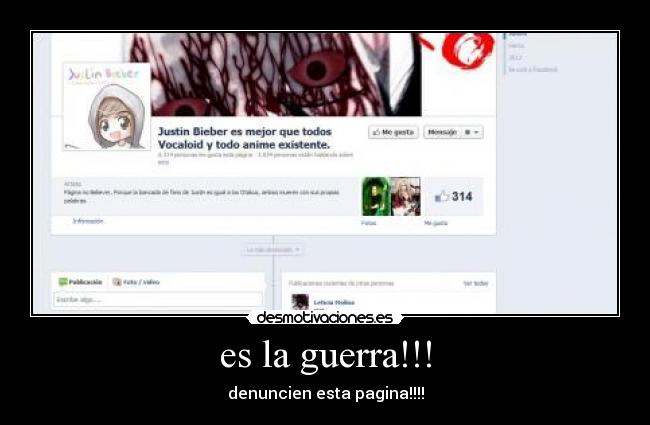 carteles guerra facebook denuncien esta pagina otakus desmotivaciones