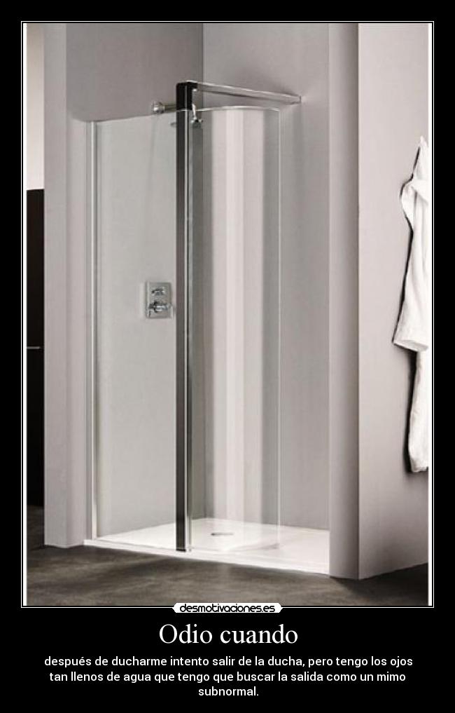 Odio cuando - después de ducharme intento salir de la ducha, pero tengo los ojos
tan llenos de agua que tengo que buscar la salida como un mimo
subnormal.