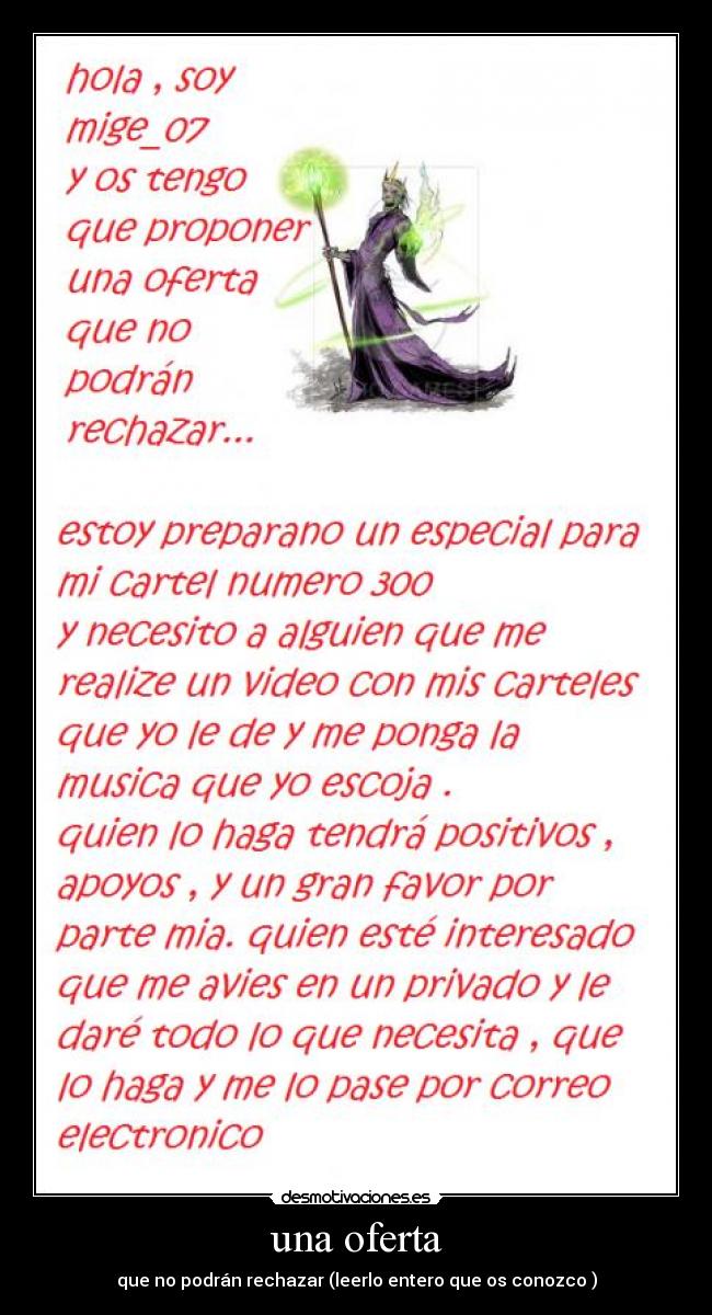 una oferta -