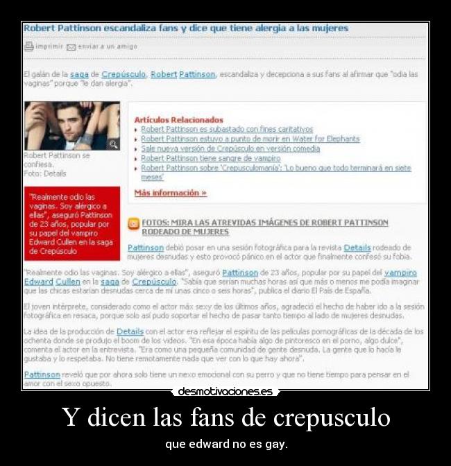 Y dicen las fans de crepusculo - 