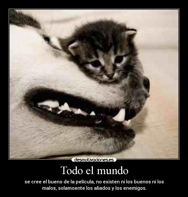 Todo el mundo - se cree el bueno de la película, no existen ni los buenos ni los
malos, solamoente los aliados y los enemigos.