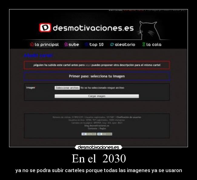 En el 2030 - ya no se podra subir carteles porque todas las imagenes ya se usaron