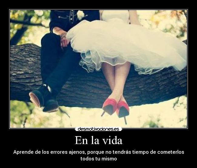 En la vida - Aprende de los errores ajenos, porque no tendrás tiempo de cometerlos
todos tu mismo