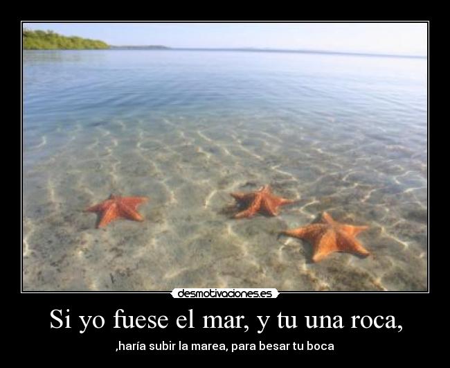 Si yo fuese el mar, y tu una roca, - ,haría subir la marea, para besar tu boca