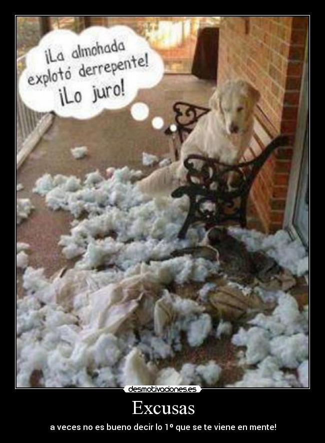 Excusas - a veces no es bueno decir lo 1º que se te viene en mente!