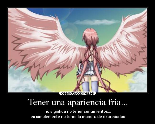 Tener una apariencia fría... - no significa no tener sentimientos...
es simplemente no tener la manera de expresarlos