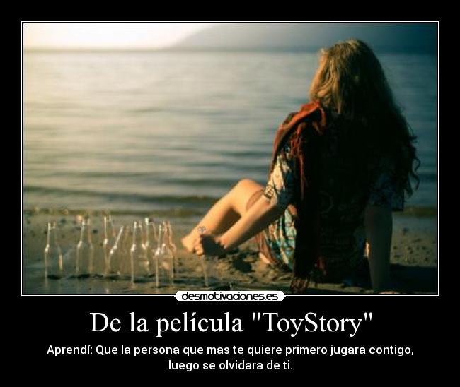 De la película ToyStory - Aprendí: Que la persona que mas te quiere primero jugara contigo,
luego se olvidara de ti.