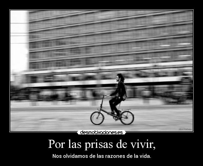 Por las prisas de vivir, - Nos olvidamos de las razones de la vida.