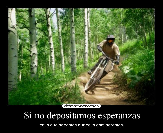 Si no depositamos esperanzas - en lo que hacemos nunca lo dominaremos.