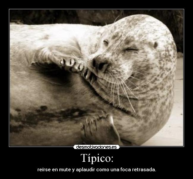 Típico: - reírse en mute y aplaudir como una foca retrasada.