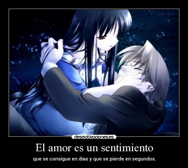 El amor es un sentimiento - que se consigue en días y que se pierde en segundos.