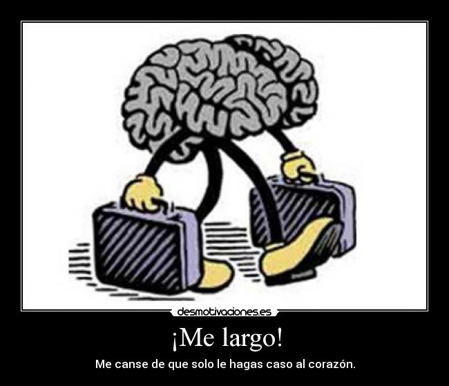 ¡Me largo! - Me canse de que solo le hagas caso al corazón.