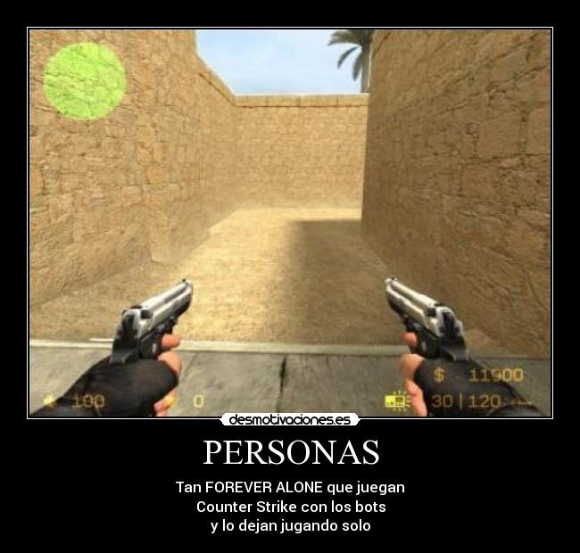 PERSONAS - Tan FOREVER ALONE que juegan
Counter Strike con los bots
y lo dejan jugando solo