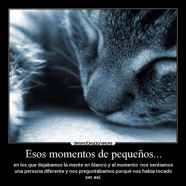 Esos momentos de pequeños... - en los que dejabamos la mente en blanco y al momento  nos sentiamos
una persona diferente y nos preguntábamos porqué nos había tocado
ser así.