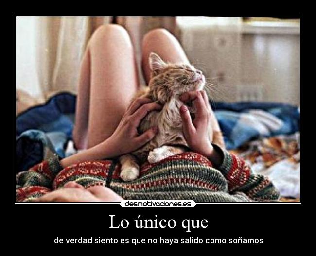 Lo único que - de verdad siento es que no haya salido como soñamos