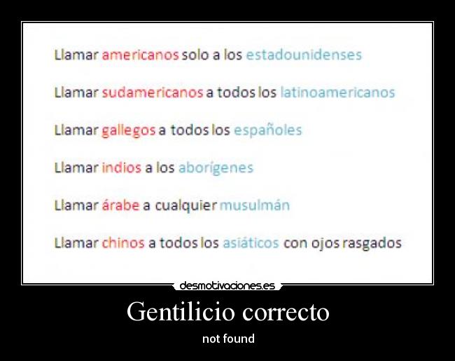 Gentilicio correcto - not found