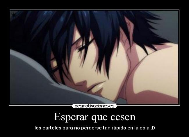 Esperar que cesen - los carteles para no perderse tan rápido en la cola ;D