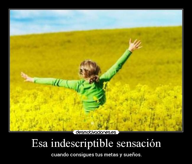 Esa indescriptible sensación - cuando consigues tus metas y sueños.