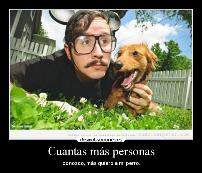 Cuantas más personas - conozco, más quiero a mi perro.