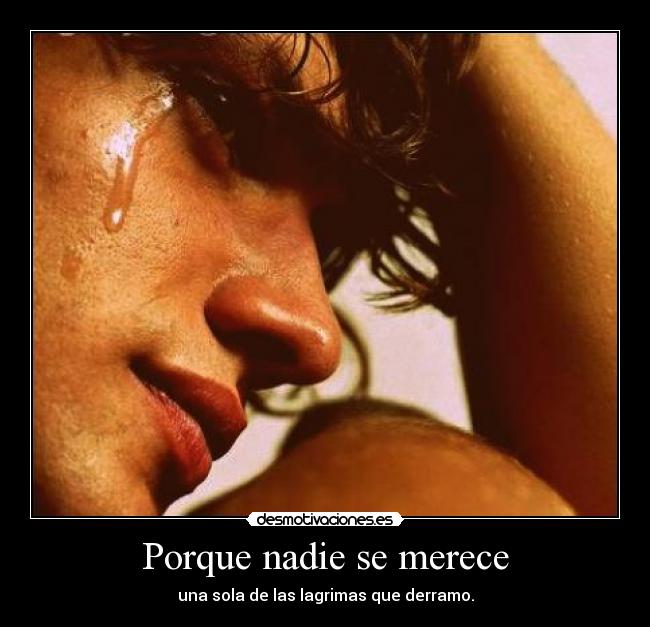 Porque nadie se merece - una sola de las lagrimas que derramo.