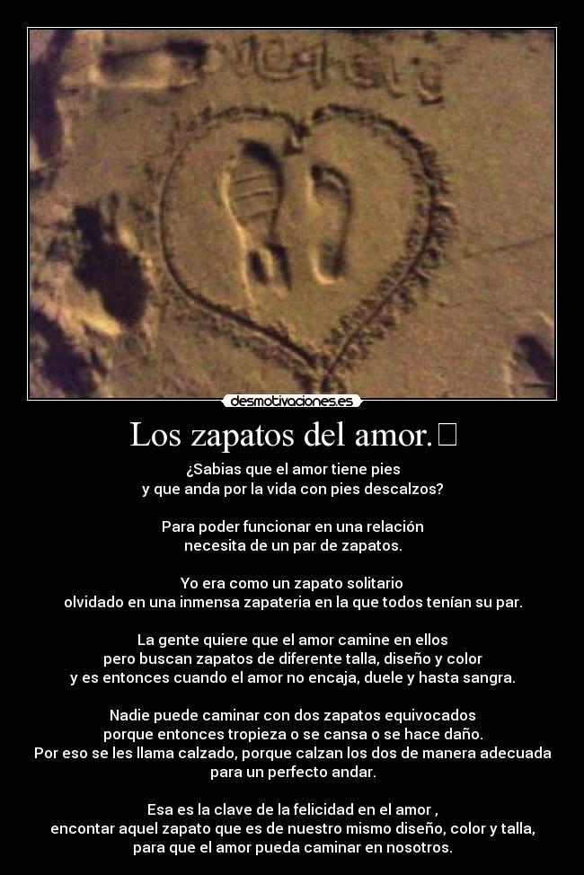 carteles amor los zapatos del amor desmotivaciones