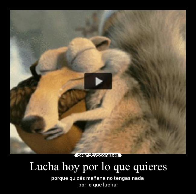 Lucha hoy por lo que quieres - porque quizás mañana no tengas nada
por lo que luchar