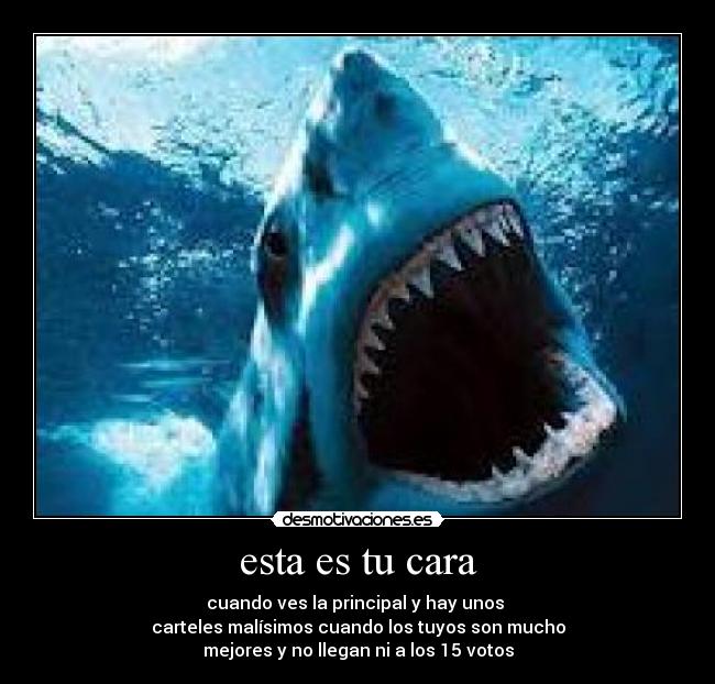esta es tu cara - cuando ves la principal y hay unos 
carteles malísimos cuando los tuyos son mucho
mejores y no llegan ni a los 15 votos